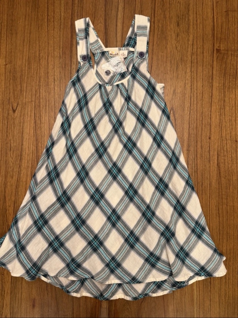 Vintage style Mudd Y2K Plaid Cotton Gauze Babydoll Dress Small Boho